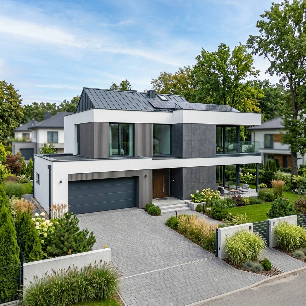 Moderne Zweigeschossige Residenz, ein 220-m²-Haus, geplant mit Housia